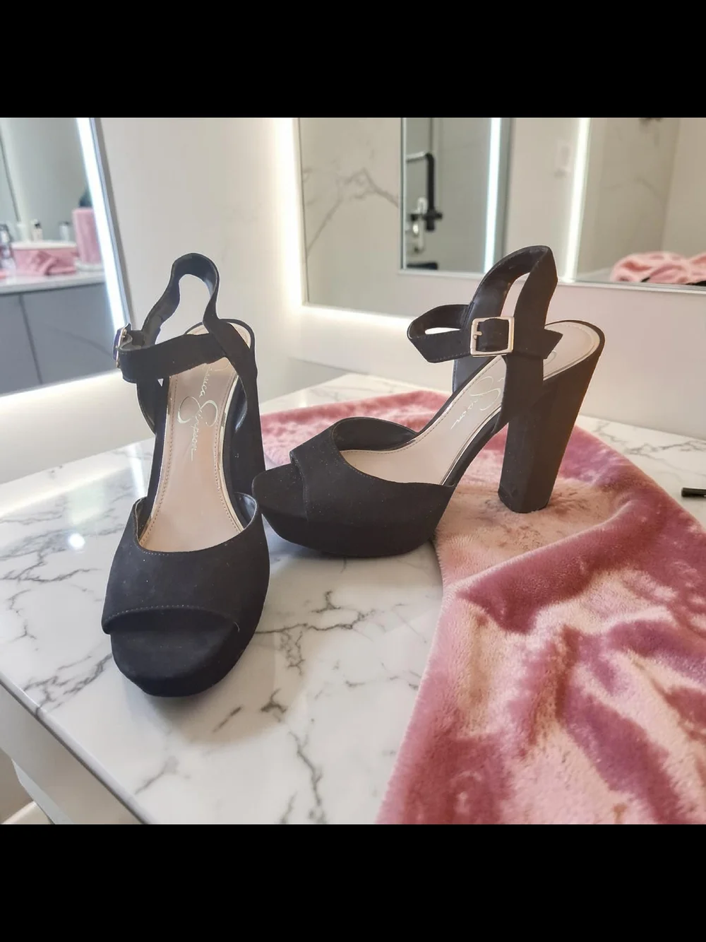 Jessica Simpson Lirio platform block heel sandals in black Women's Shoes Size 8